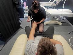 Manicurist Prefers Sucking Cock Over Nails. Redhead Teases With Tongue.