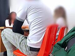 Maestra mexicana poniendo examen extraordinario a estudiantes en el salón hay otra manera de pasar maestra les pide cuerpo para pasar la materia girlfriend blonde skinny beautiful babe natural tits sexy legs tits taboo