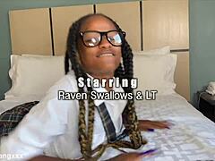 raven swallows loves big cock up her ass