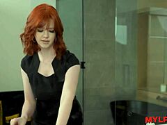 mylfex - luxurious REDHEAD milf receives a well DESERVED anal. she rides in COWGIRL wearing FISHNETS and LINGERIE.