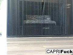 Capri in High Heels Masturbates Solo with Big Tits and Brunette Pussy Play