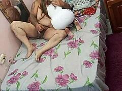 Hey, that young hairy bodybuilder in lingerie gets her armpit licked by the old guy! 😏