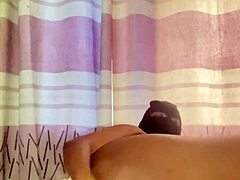 This ebony whore pleases herself with a huge dildo in solo big ass tits masturbation! 🍆😍