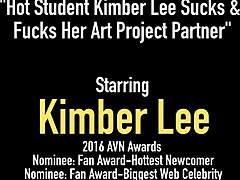 Kimber Lee, the hot redhead student in lingerie, undresses and kisses her art project partner. They lick pussies and reach orgasm together.