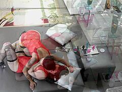 sovereign syre returns for strapon sex with asian milf in lesbian encounter