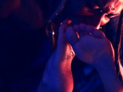 This heel play session turns into intense foot domination with choking gagging and barefoot licking