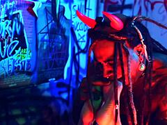 This heel play session turns into intense foot domination with choking gagging and barefoot licking