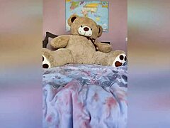 I mean, this girl is teasing fans by slowly stripping naked in lingerie. She's got those boobs out, playfully getting all bare for attention!