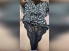 I mean, this girl is teasing fans by slowly stripping naked in lingerie. She's got those boobs out, playfully getting all bare for attention!