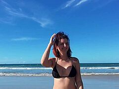 Oh man, that beach walk with the redhead Latina was somethin' else... her big tits just glowin' in the sun.