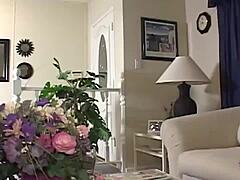 latina spots girlfriend masturbating in bed and licks her pussy with strapon