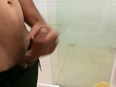skinny guy masturbates big cock solo at home until good cumshot