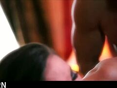 romantic couple shares sensual kisses and cum on big natural tits in lingerie