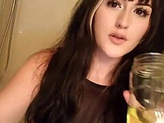 hey, ever seen a goth girl chugging down pee like that?