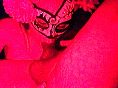 Masked in red light, this Latina gives a deep homemade blowjob on that cock