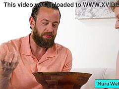 Sexy Blonde Masseuse Provides Relaxing Nuru Massage Rubbing Wet Tits On Client Brad Newman And Sonia Harcourt