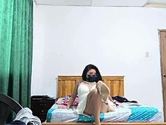 Busty executive flashes vagina