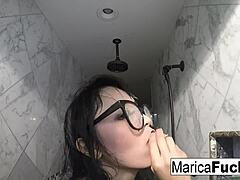 Hey, check out Marica masturbating in sexy lingerie by the mirror