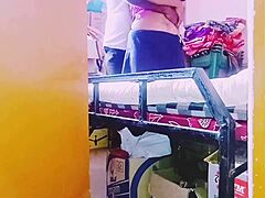 This desi housewife ends up fucking the store keeper, chatting dirty in Telugu all the while.