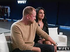 I love how wifey hotwife milf real wife Ridley rides Christian's cock like a pro in lingerie