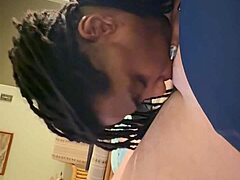 homemade ebony amateur bent over in wild interracial action