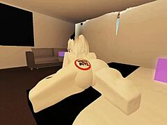 Roblox shy girl turns very lustful with big tits riding cowgirl on monster cock for cumshot!