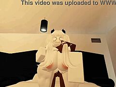 Roblox shy girl turns very lustful with big tits riding cowgirl on monster cock for cumshot!