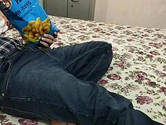 Young step sister performs oral act before friends watching