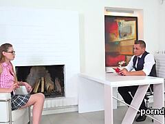 Young Woman With Natural Tits Seduced By Aged Lecturer For Blowjob Fucking And Vagina Penetration