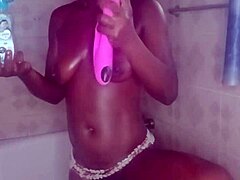 Crazybitch enjoys solo time with toys in shower before encounters