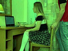 18+ bitch deepthroats huge cock doggystyle in garage until squirting orgasm