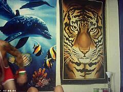 behind the scenes shows ebony with glasses taking italian dick in interracial pov fucking action