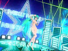 hatsune miku explores night fever in project diva with a full nude mod applied throughout