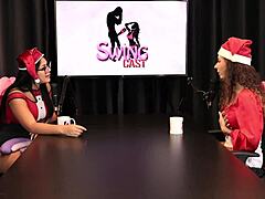 Narrative Title Tells Of Brazilian Lesbian Group In Lingerie Swingers Kissing Around Pussy Edges Preferring Cock Over Fingers In Sheer Red Christmas Special With Jujube Delicia