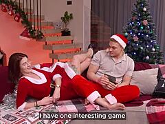 Narrative Title Describes Cute Muscular Guy With Glasses Getting Blowjob And Riding Slut In Wet Christmas Pussy Sex Ending In Creampie