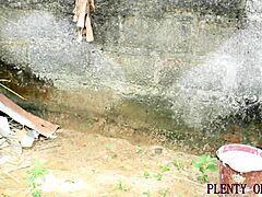 This hot girl next door got rough outdoor fucking with big cock ebony guy in homemade creampie action.