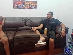 Suggestive Latina Bent Over for First-Time Anal in Doggystyle Action