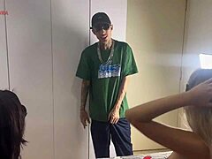 helyo carvalho casually bends over and doggystyles two blonde skinny novinhas putas with his big cock in amateur fetish action