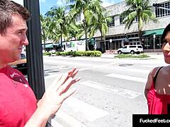 Cute 18+ brunette Layla Lopez delivers intense footjob with cumshot in classroom setting.