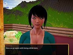 Brunette teen with big tits dominates erotic homemade game in my new family