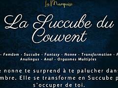 The convent succubus tempts with horny desires in french audio porn. She lures listeners into wild fantasies outdoors.