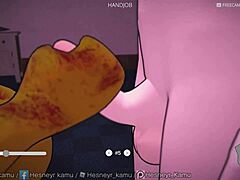 Backrooms scene unfolds with intense handjob action behind the scenes