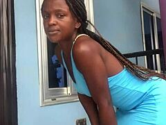 crazybitch starts twerking wildly on the balcony in a sudden outdoor frenzy