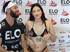 Colombian cutie Maria Mendez in young casting interview for the spicy fourth room setup