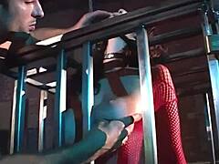 gianna michaels showed off her big natural tits in stockings and heels. then she got bound for a rough doggy pounding and titty fuck.