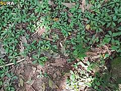 Skinny Blonde Teen Flashes Small Tits Outdoors Gets Bent Over for Anal Assfucking Doggystyle with Big Cock Facial Cumshot in Public