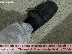 trashy milf tries pissing in air like a man but fails badly with tattoos and piercings showing 😩