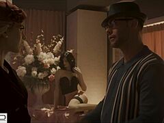 Blonde babe gives sloppy deepthroat before bent over doggystyle pounding in her tight pussy