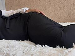 Arab teen without panties shows big ass and tits in homemade handjob.