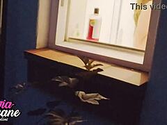 you spot your curvy british neighbour flashing big natural tits in the shower. she teases as a girl next door slut during her first time exhibitionist bath.